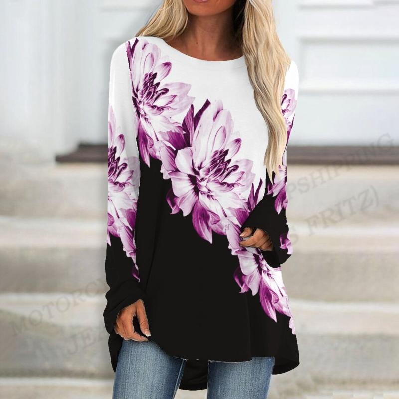 Floral T Shirts Graphic 3d Print Long Sleeve T-shirt Women Fashion T-shirt Long Tshirt Women Tops Long Sleeve Tunics Flower Tops
