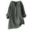 Camicia da donna taglie forti Camicetta estiva a rete ampia Tasche in camicetta di lino in cotone