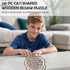 Colorful Wooden Cat Puzzle, Unique Animal Shape Jigsaw Puzzle For Home Decor, Fun Educational Toys XMAS Gifts Kids & Adults