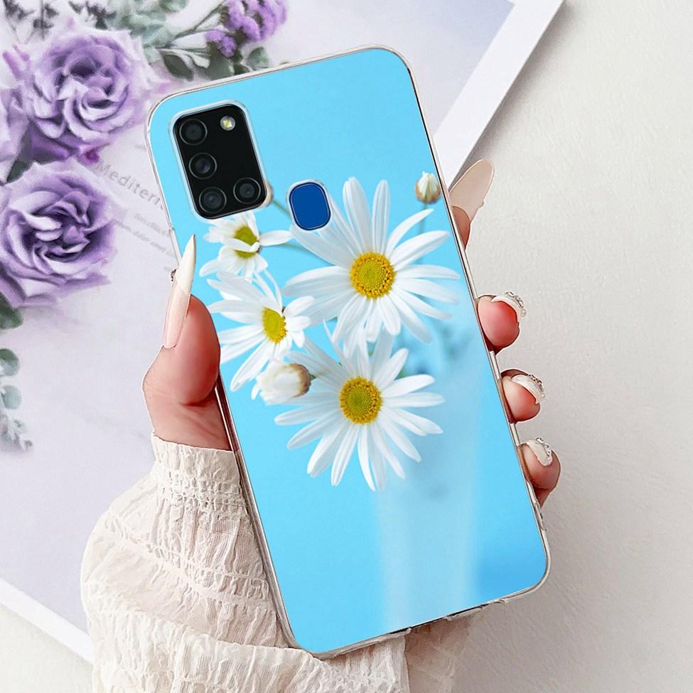 For Samsung A21s Case Cover Clear Fashion Luxury Cute Painted Back Cover For Samsung Galaxy A21s Phone Case A217F A217M A217N