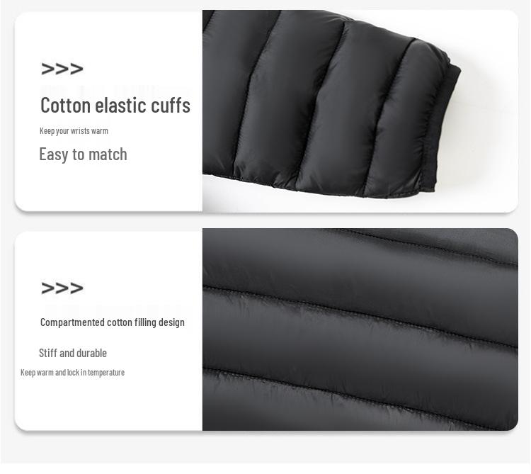 2024 Men's Warm Cotton Collarless Jacket - Autumn/Winter Casual Solid Color Base Layer