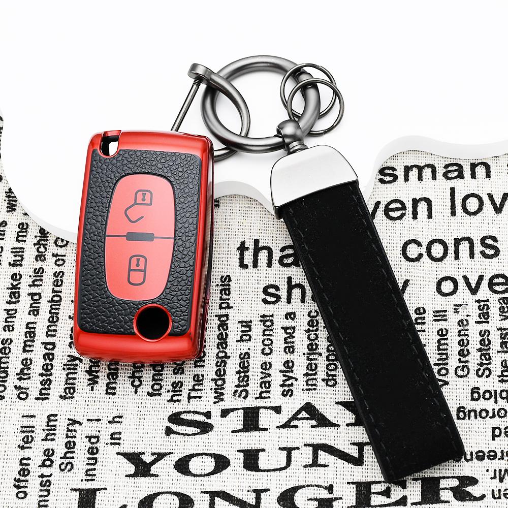 Tpu Leather For Citroen Xsara Berlingo C2 C3 C4 C5 C6 Flip Car Key Case Cover For Peugeot 207 307 308 407 607 807 Protector Fob