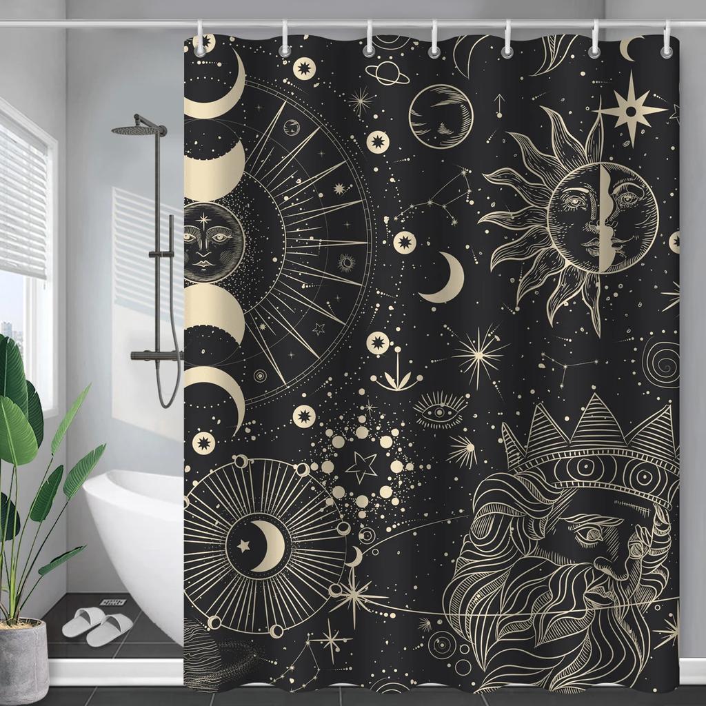 Constellation Fabric Shower Bath Curtain Blush Sun And Moon Phrase Modern Abstract Mysticism Waterproof Bathroom Accessories