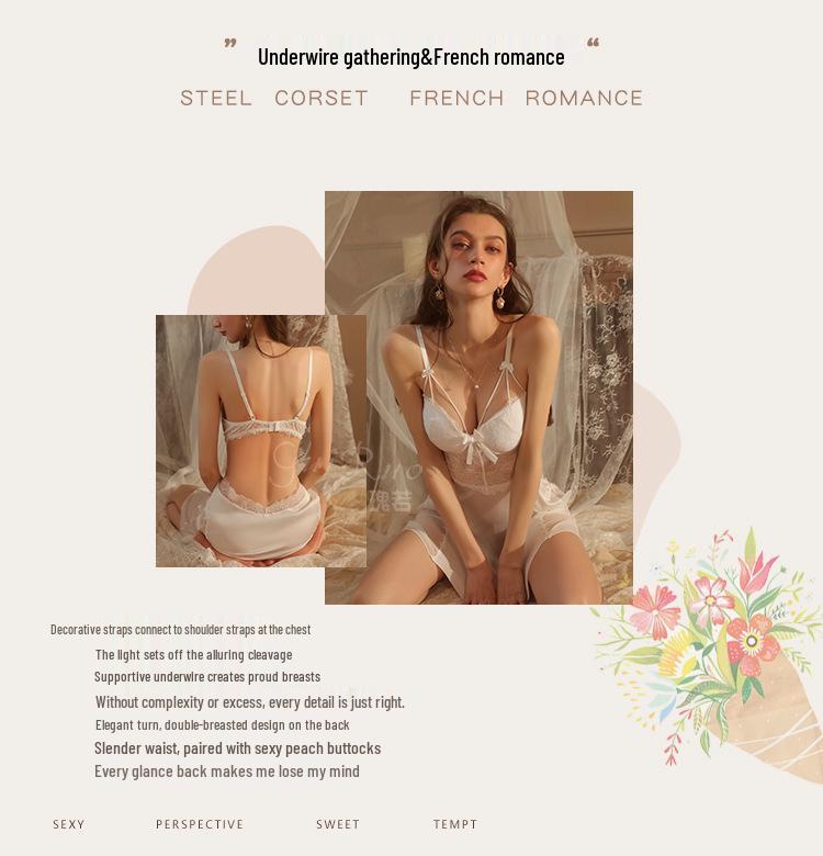 Gorgeous Plus Size Backless Push-Up Nightgown with Padded Camisole