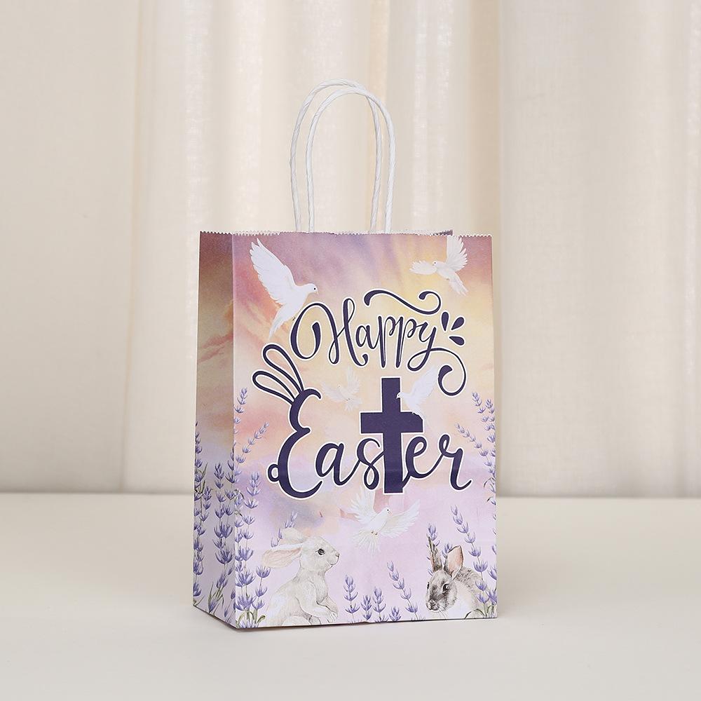 12/30pcs Easter Gift Bags Celebrate with Elegance and Faith Cute Rabbit Design Packaging Candy Eggs Container Reusable