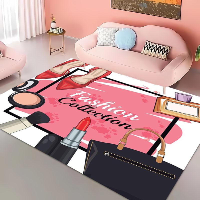 Cartoon Make Up Cosmetics Carpets for Home Living Room  Adults Bedroom Cloakroom Sofa Doormat Kitchen Floor Rugs Anti-slip Decor