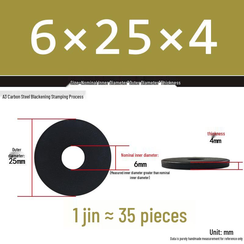 Thickened Black Flat Washer: Enhanced Round Metal Spacer for Home Use