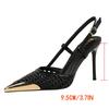 Hollow Weaving Women Pumps Metal Pointed Tip High Heels Stiletto 9.5 Cm Buckle Summer Women's High-heeled Sandals Shoes
