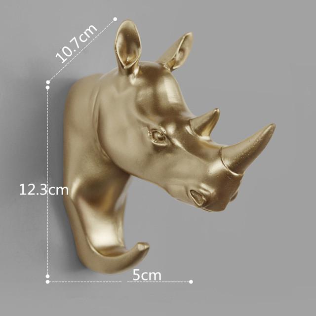 Home Decorate Wall Art Hook Resin Simulation Animal Head Craft Storage Hanger for Clothes Keychain Hat Room Decoration Accessori