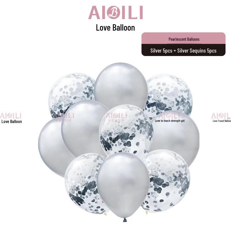 Metallic Sequin Balloon Set for Birthdays, Valentine's Day, and Weddings
