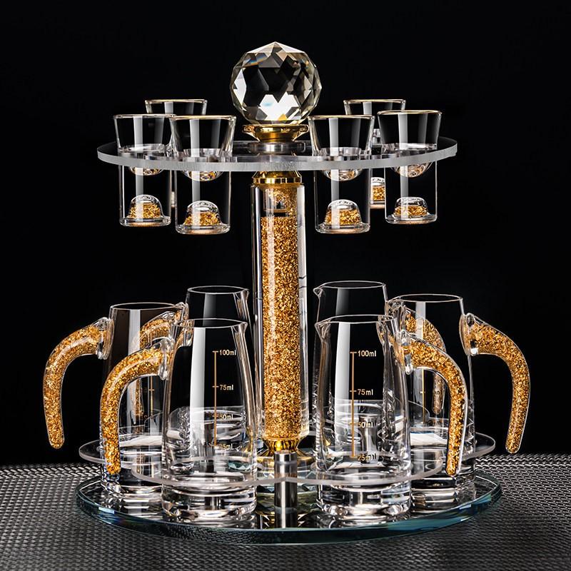 Elegant Crystal Glass Shot Cups Decanter Set With Graduated Markings Home Whiskey Baijiu Or Spirits Serving