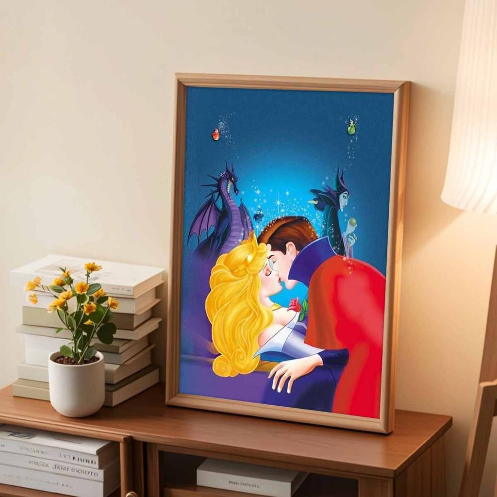 5D Diy Diamond Painting The Princess, The Prince and The Evil Dragon Full Drill Rhinestones Mosaic Embroidery Handmade Products Home Decor Gift