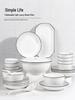 Ensemble de vaisselle minimaliste nordique sous glaçure: Assiettes à Bordure Noire, Bols à Riz, Grands Bols à Soupe