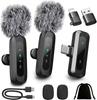 Figifidia Lapel Microphone for iPhone and Type-C Android Smartphones Supports 2 Users Simultaneously 5X LED Indicator Noise Reduction Audio Video Sync