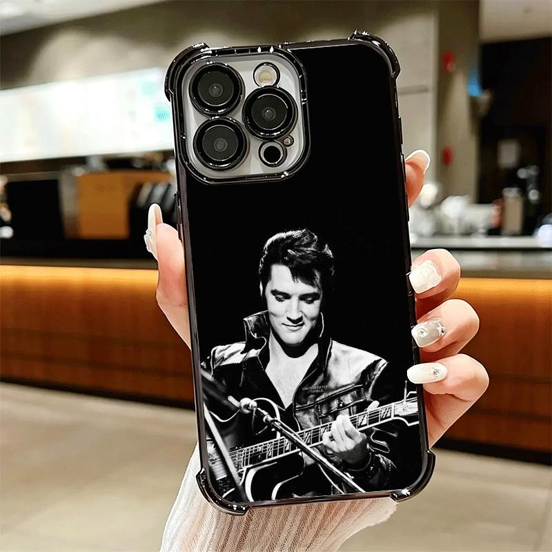 Singer E-Elvis P-Presley Soft Phone Case For iPhone 15 16 17 Air 14 Pro Max 16E Plus 13 12 Mini Plating Anti-Fall Fundas