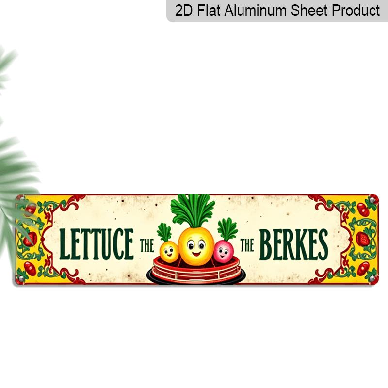 2D Flat, Retro Smiling Root Veggies Metal Wall Decor - Durable Aluminum Farmhouse Decoration 15.75inch X 3.94inch, Suitable for Home, Cafe, Bathroom 40cm x 10cm