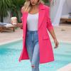 Women's Fashion Casual Long Sleeve Long Suit Jacket With Pockets