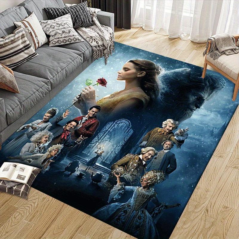 1pc Beauty and the Beast Carpet Area Rug, Bedroom, and Playroom Durable, Stain-Resistant, and Easy To Clean, Living Room