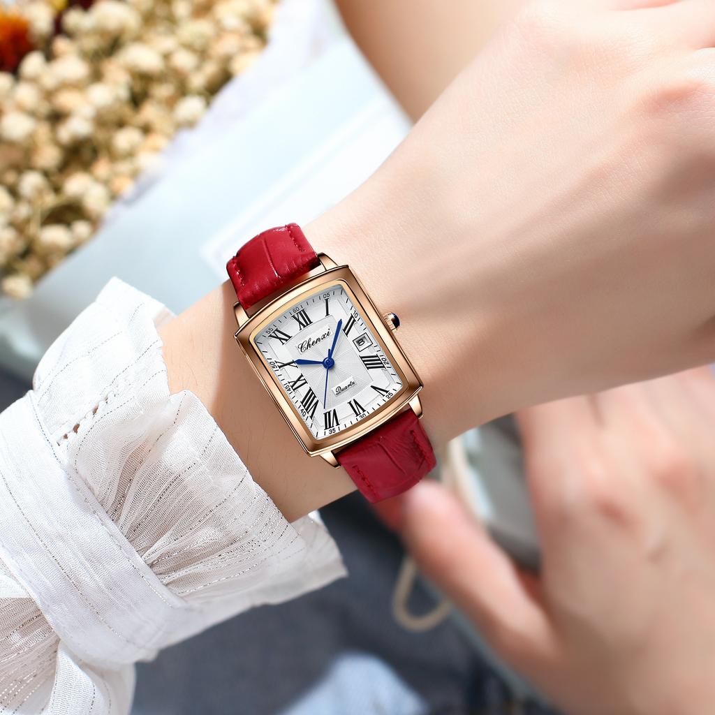 Fashion Square Women'S Watch Leather Waterproof Watch Quartz Watch