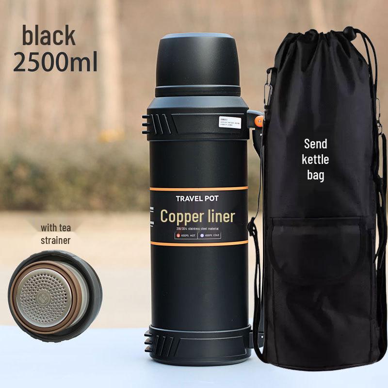 316 Stainless Steel Outdoor Thermos with Tea Separator and Infuser, 2500ml Large Capacity Kettle