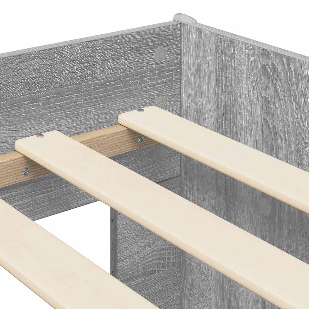 Kids Bed Frame with Storage Space Grey Sonoma 80 x 200 cm