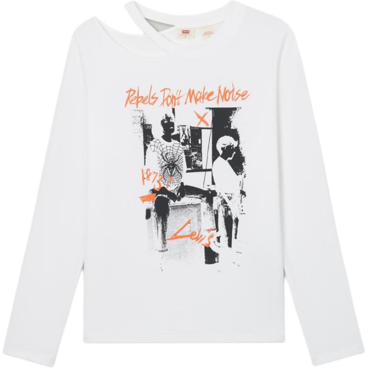 

Levis Повседневный Свободный С принтом Удобный Свитшот с длинным рукавом Женский свитшот Белый 002YM-0001 XS