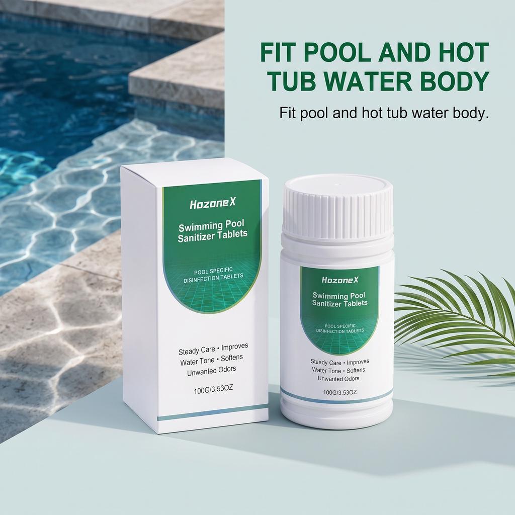 Pool Cleaning Tablets, Pool Water Scale Stain Remover, Convenient Odor Eliminator Care, Quick Dissolving Effervescent, 100 Count