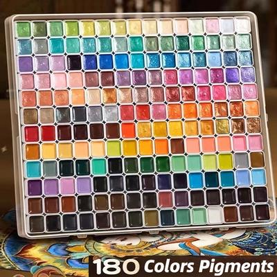 Set de vopsea acuarelă metalică 60-180 culori, portabil și ușor, pigment solid ridicat, tonuri cer înstelat, potrivit pentru artiști
