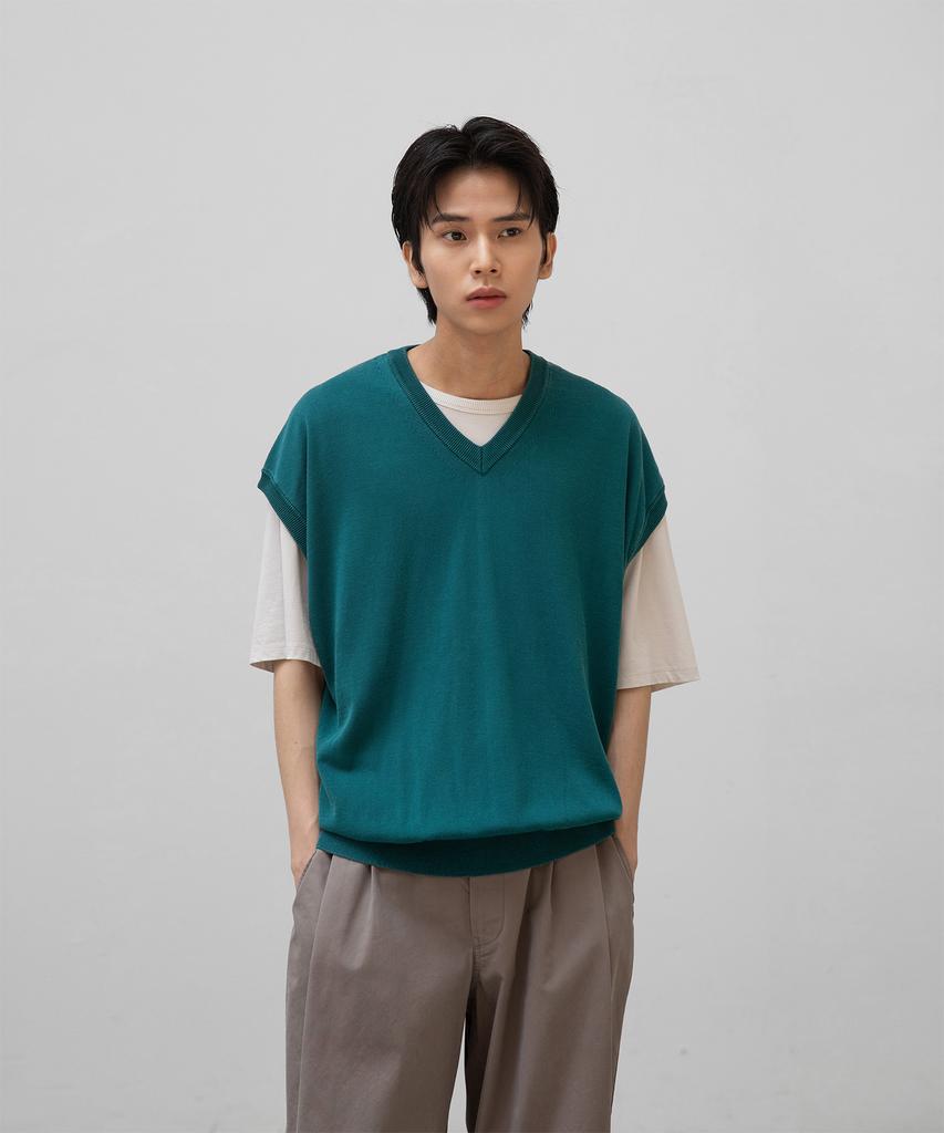 Another Office Layer Silk Knit Vest (Turquise)