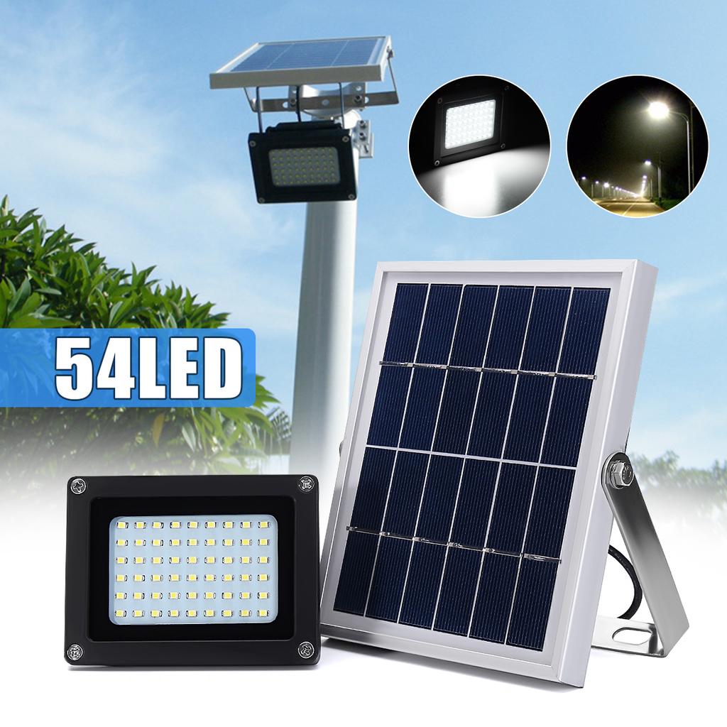 Solar Powered 54 LED Dusk-to-Dawn Sensor Outdoor Security Floodlight Waterproof