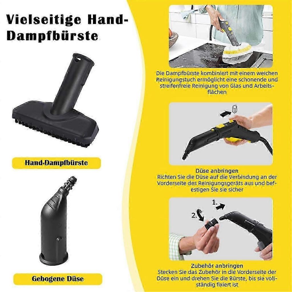 10-Piece Accessory Set for Karcher Steam Cleaners SC1, SC2, SC3, SC4, SC5 - Includes Nozzles, Brushe