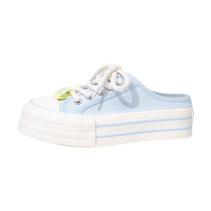 

Лимонно-желтые ленивые полушлепанцы для улицы, удобные, ценные парусиновые туфли, женская повседневная необходимая платформа, повседневная обувь 41 светло-синий