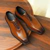 VIP Exclusive Men's Brown Leather Oxford Shoes - Summer Wedding & Business Formal Square Toe British Style