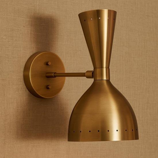 

Handcrafted Mid Century Modern Diabolo Wall Sconce Adjustable Raw Brass Stilnovo Style Bedside Reading Lamp