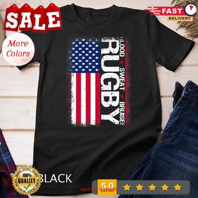 USA Rugby Flag T Shirt Distressed Vintage Washed Unisex Breathable Stylish Designer Clothes Comfortable Casual Graphic