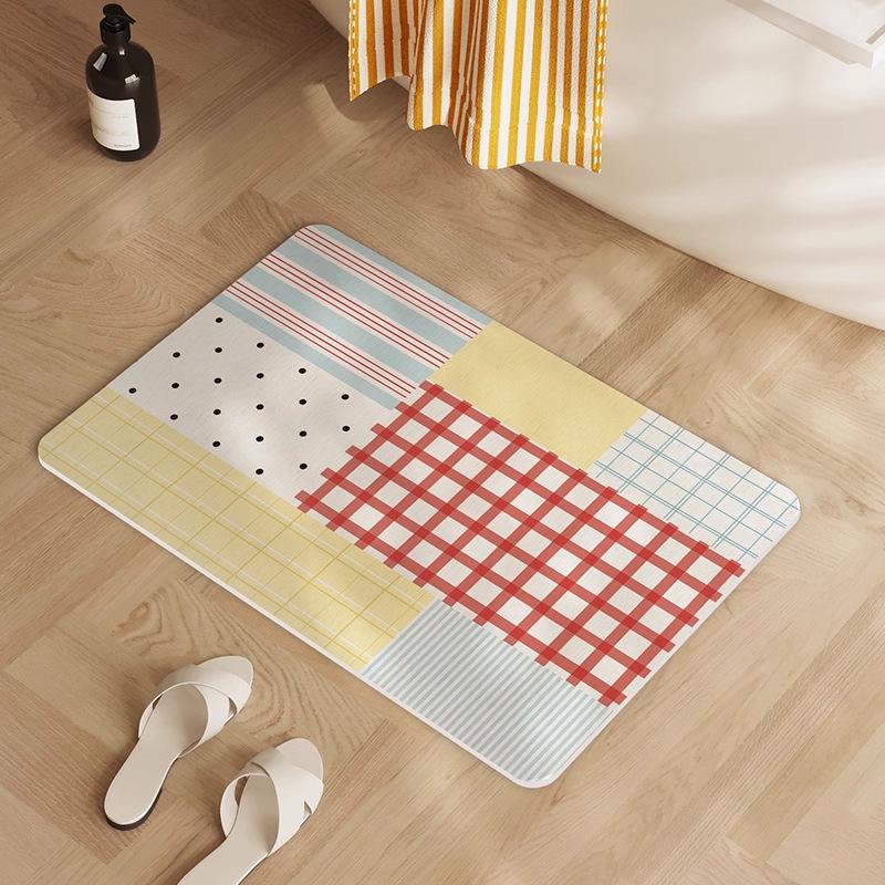 Stripe Cream Floor Mat - Non-Slip, Dirt-Resistant Doorway Mat, Mud Scraper, Washable Loop Pile for Entrances