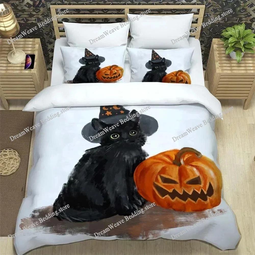 Copripiumino Halloween Matrimoniale King Cartone Animato Zucca Copripiumino Lanterna Set Biancheria da Letto Microfibra Copripiumino Fantasma per Bambini Bambine9