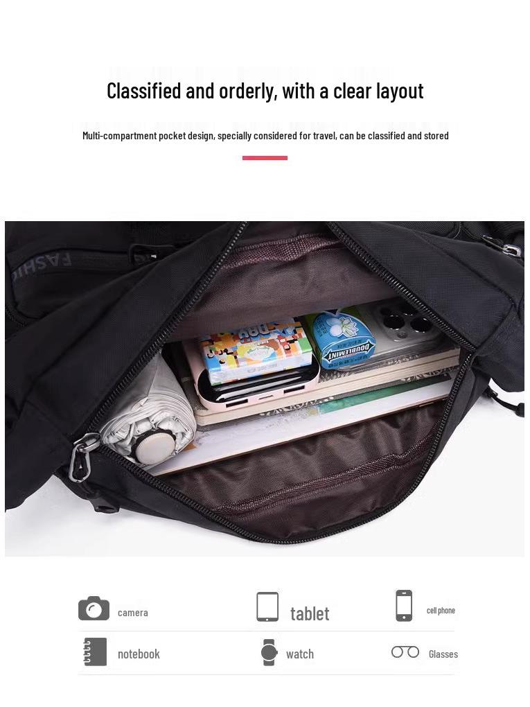 2024 Men's Waterproof Crossbody Bag, Large Capacity, 7 Compartments for Casual, Business, and Travel.