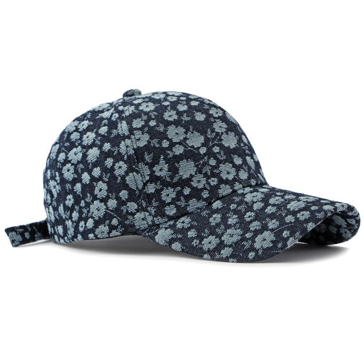 Denim Hat Female Floral Hard Top Baseball Cap