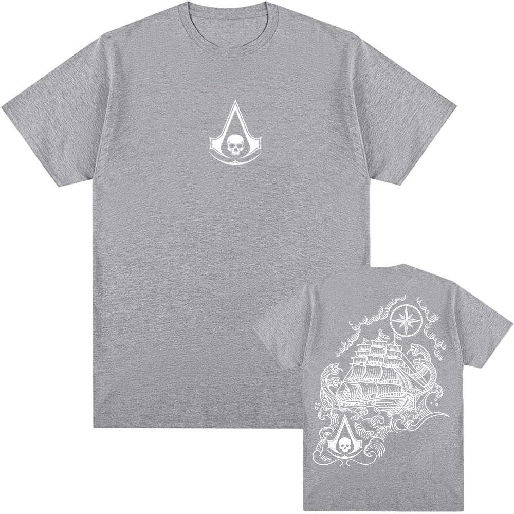Assassin's Creed Black Flag Resynced Map T-Shirt Unisex Streetwear Lässig Rundhals Sommer T-Shirts Grafik Herren Damen Tee