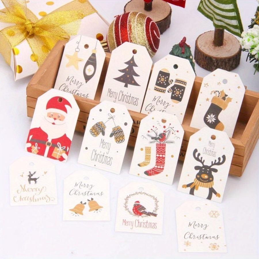 100Pcs Merry Christmas Tags Kraft Paper Card Gift Label Tag DIY Hang Tags Gift Wrapping Decor Gift Card