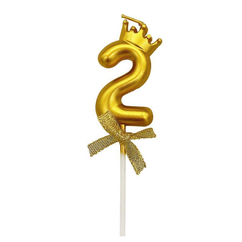 Crown Gold Number Birthday Candle Topper for First Birthday, Cake Decoration, Valentine's or Qixi Festival.