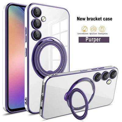 Plating Ring Soft Clear Case Voor Samsung Galaxy A55 A54 A15 A05S A04S A14 S23 S24 Xiaomi Redmi Note 12 iPhone 15 14 13 12 11 Pro Max Voor Magsafe Cover