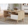 Coffee Table - VANKKA - Rectangular - Oak / Matte White - Wooden Legs - 90 X 60 X 51.8 Cm