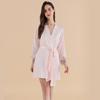 Long Sleeve Silk 2 Piece Nightgown Set Embroidered Lace Nightgown Women's Mulberry Silk Nightgown Crepe Satin Robe