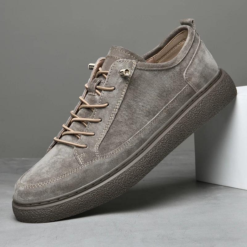 Suede Leather Business Formal Shoes Cow Leather Soft Men Sneakers Mens Outdoor Casual Shoes New British Style Male Oxford Shoes