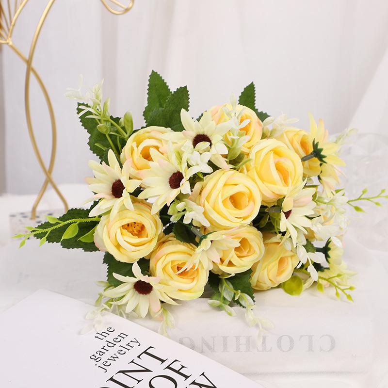 

Одиночный имитационный букет своими руками в сочетании с домашним декором Сухоцветы Цветы из ткани Украшение гостиной Цветочная композиция Свадебная цветочная композиция жёлтый