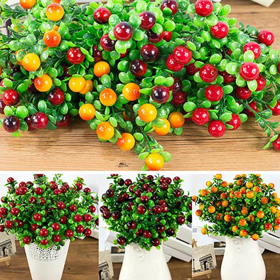 1Pc 6 Branches 18 Heads Artificial Simulation Fruits Flower Home Garden Decoration DIY Art