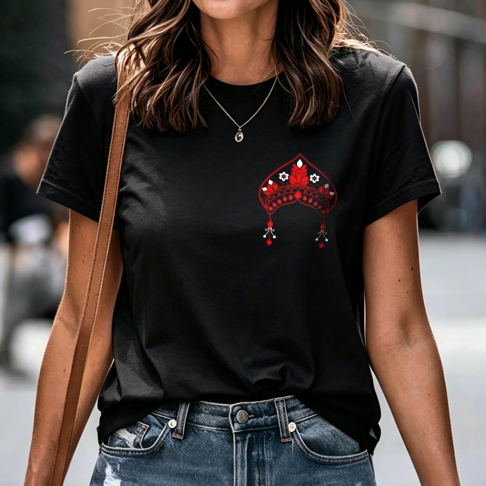 Unisex Tshirt Russian Folk Slavic Graphic Print Multiple Patterns Matryoshka Doll Letter Tee Casual Short Sleeve Cotton Tops