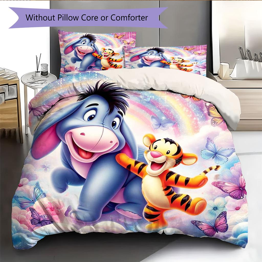Colorful Cloud-patterned Eagle Ears and Tigger Print: Comfortable Bedding Set, Perfect for Decorating A Child's Bedroom.